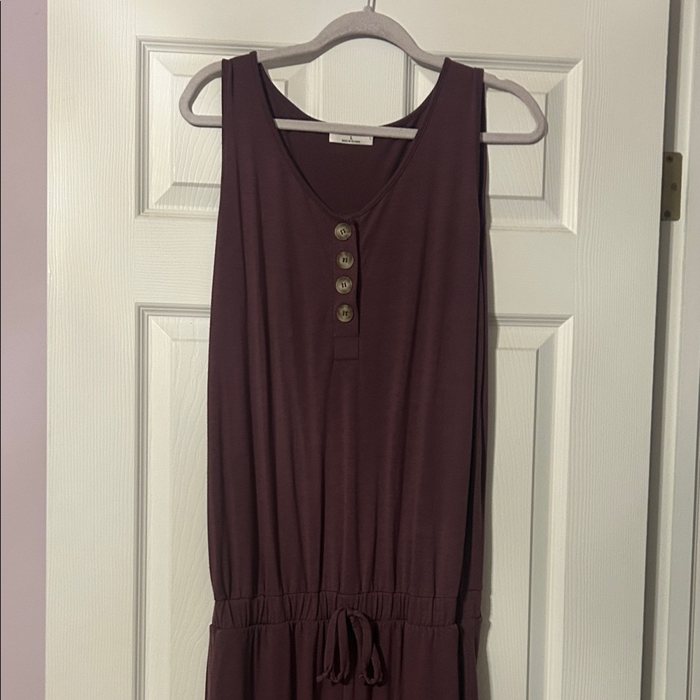 Sleeveless Button-Front Plum Jumper